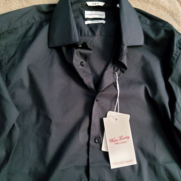Lucky Brand Mens Slim Fit Black Button-Up ShirtSlim fit for a tailored look  S M - Picture 3 of 9